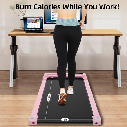 Walking Pad, 2 in 1 under Desk Treadmill with Remote Control、Led Display, 300 Lbs Portable Treadmill for Home/Office (Pink)