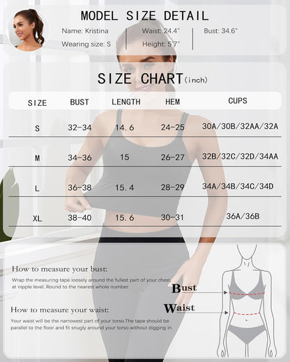 Sports Bras for Women High Support Longline Workout Tank Tops Built in Bra Strappy Yoga Padded Crop Top